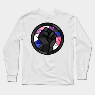 BLM Stained Glass Fist (Genderfluid) Long Sleeve T-Shirt